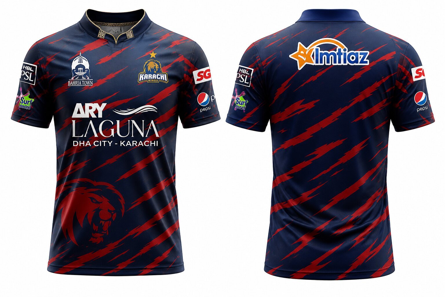 Karachi Kings home and away shirts side by side