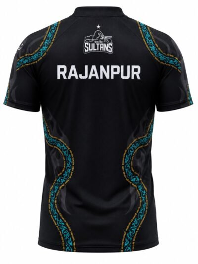 Multan Sultans PSL Training Shirt back view with Rajanpur print