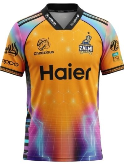 Peshawar Zalmi PSL Shirt 2026 official holographic yellow jersey front view