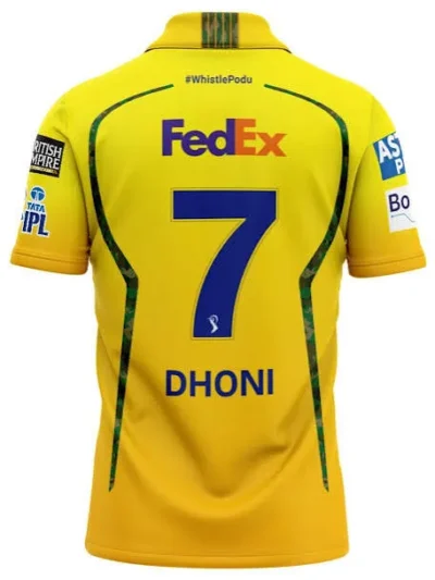 Chennai Super Kings CSK yellow IPL jersey back view