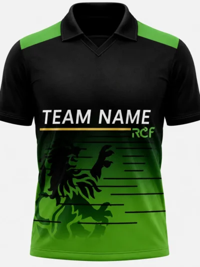 Custom Cricket Jersey – Black & Green Lion Edition (Personalized Team Name, Name & Number)