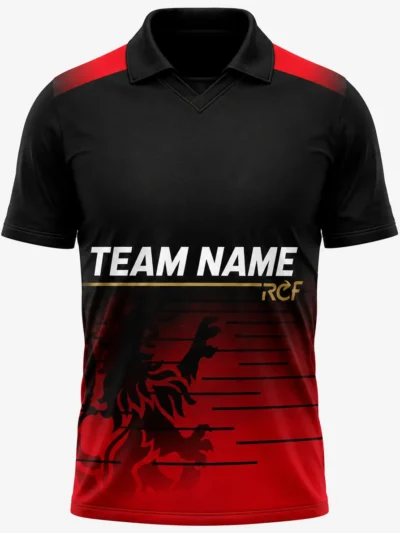Custom Cricket Jersey – Black & Red Lion Edition (Personalized Team Name, Name & Number)