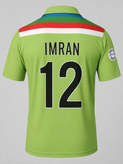 Imran Khan 1992 world cup retro cricket jersey back view with number 12