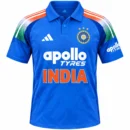India national cricket team blue jersey front view with tricolor shoulder stripes and BCCI badge