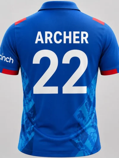 Jofra Archer England player jersey back view with number 22