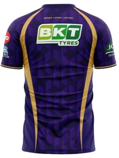 Kolkata Knight Riders KKR purple and gold IPL jersey back view