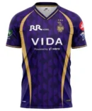 Kolkata Knight Riders KKR purple and gold IPL jersey front view with geometric pattern