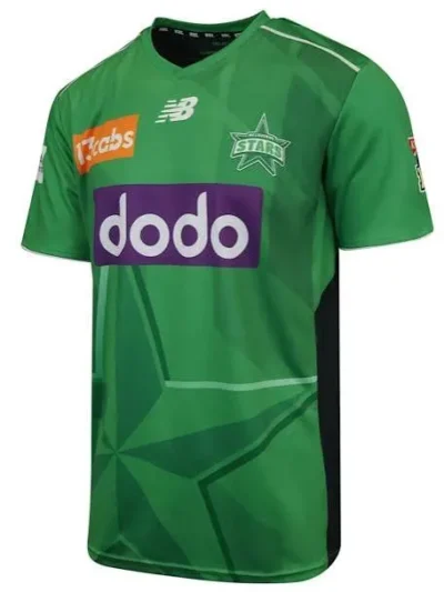 Melbourne Stars BBL green cricket jersey front view with large star watermark design