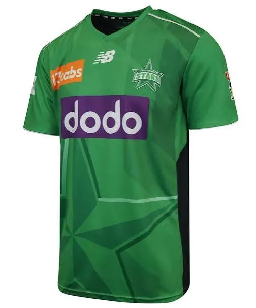 Melbourne Stars BBL green cricket jersey front view with large star watermark design