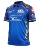 Mumbai Indians MI blue and gold IPL jersey front view with signature swirl pattern