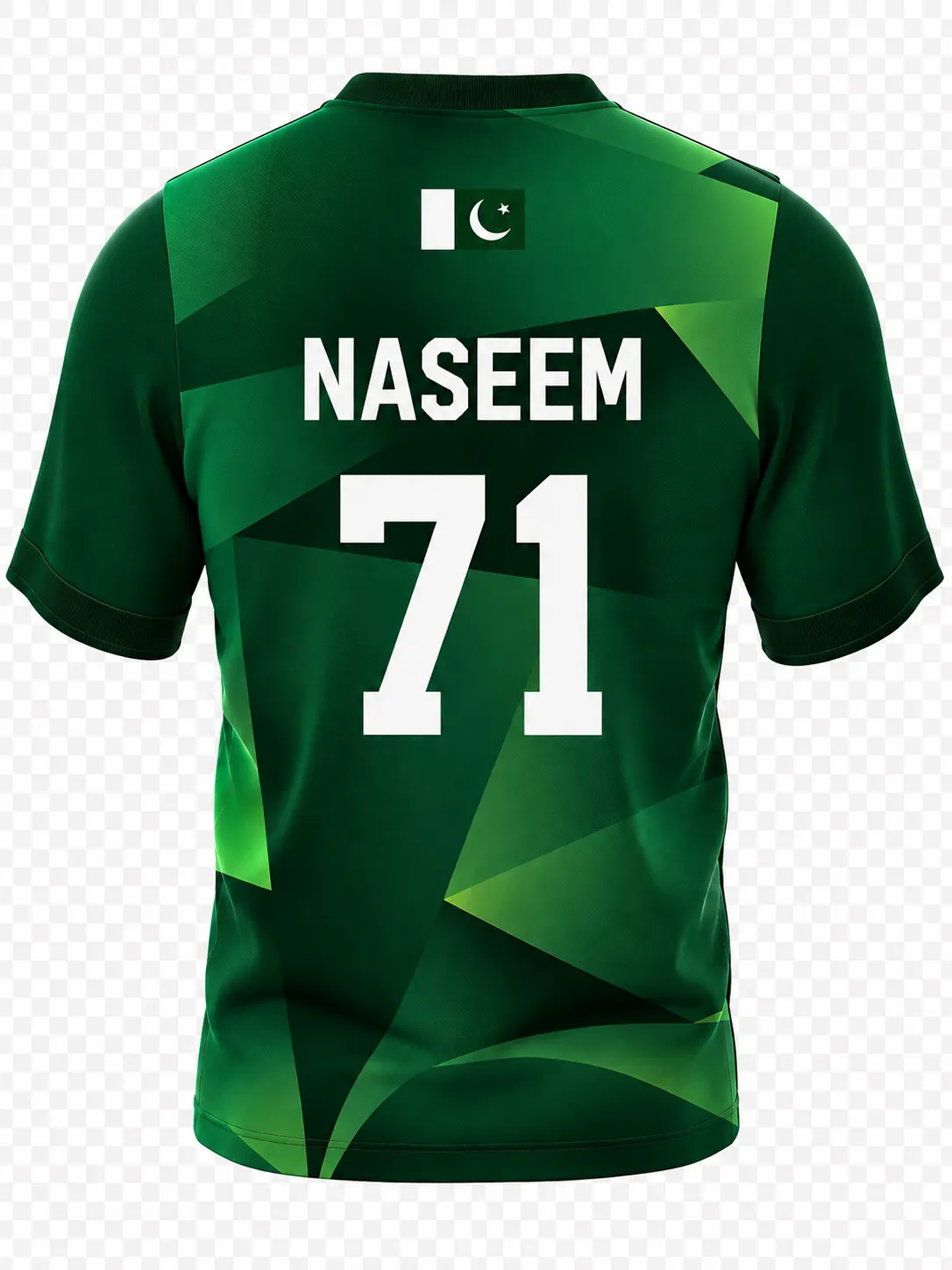 Naseem Shah Pakistan player jersey back view with number 71