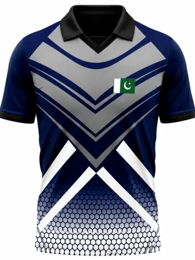 Navy Grey Honeycomb Pakistan Flag Custom Shirt