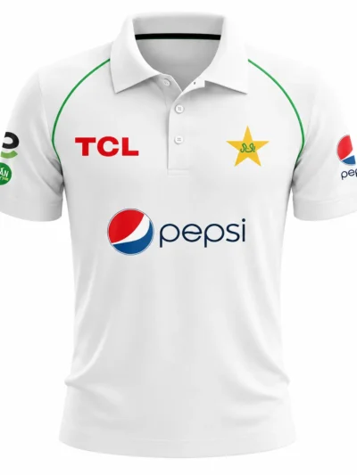 Pakistan Test Cricket White Shirt front view