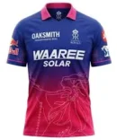 Rajasthan Royals RR blue and pink gradient IPL jersey front view with lion graphic art