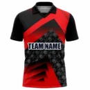 Red black chevron custom cricket shirt front view with team name