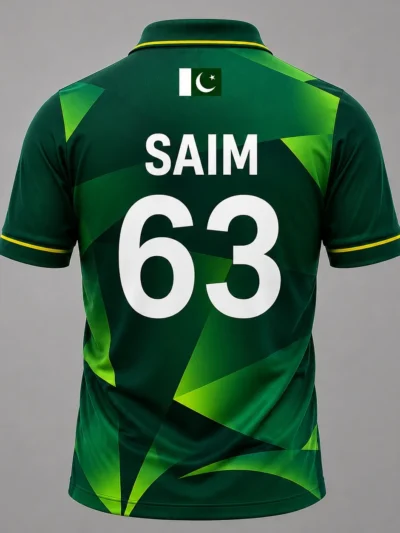 Saim Ayub Pakistan player jersey back view with number 63