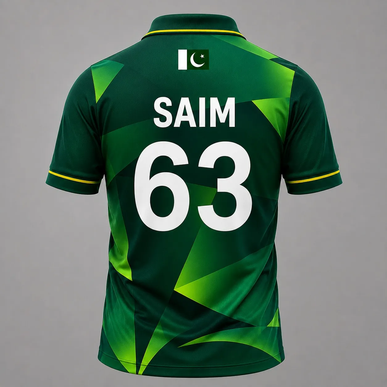 Saim Ayub Pakistan player jersey back view with number 63