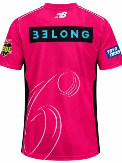 Sydney Sixers BBL vibrant magenta pink cricket jersey back view