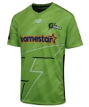 Sydney Thunder BBL electric lime green cricket jersey front view with lightning bolt line graphic