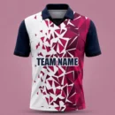 White maroon geometric shatter custom cricket shirt front view with team name