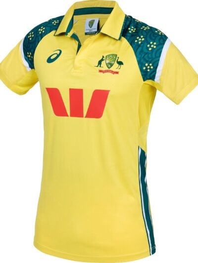 Australia ODI Cricket Jersey official gold shirt front view