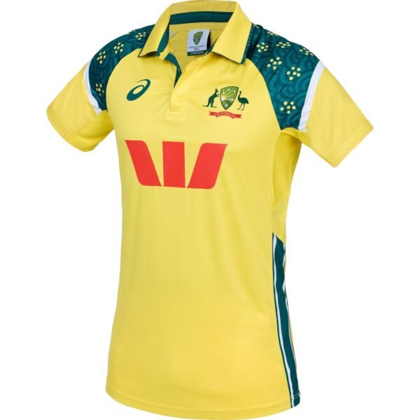 Australia ODI Cricket Jersey official gold shirt front view