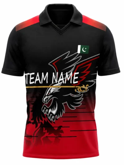 Custom Cricket Jersey — Black & Red Eagle Edition