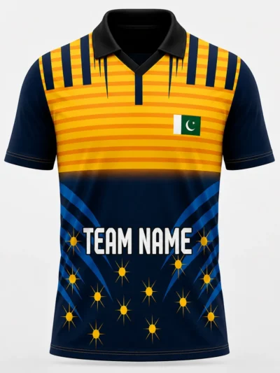 Custom Cricket Jersey – Patriotic Navy & Gold Edition