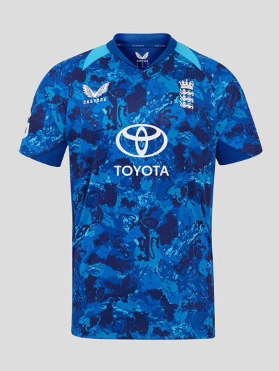 England ODI Cricket Jersey official blue camo shirt front view