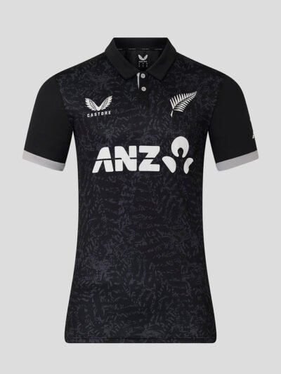 New Zealand ODI Cricket Jersey official black textured shirt front view