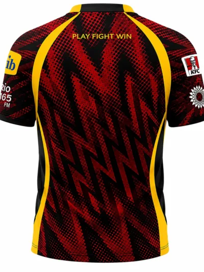 Trinbago Knight Riders CPL red and black cricket jersey back view