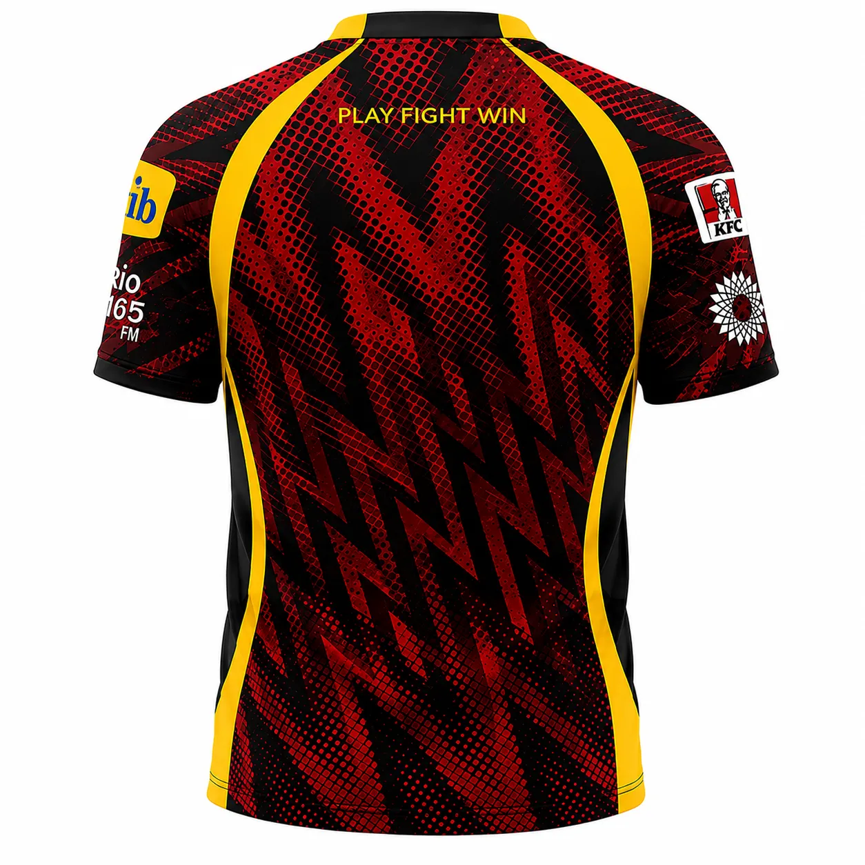 Trinbago Knight Riders CPL red and black cricket jersey back view