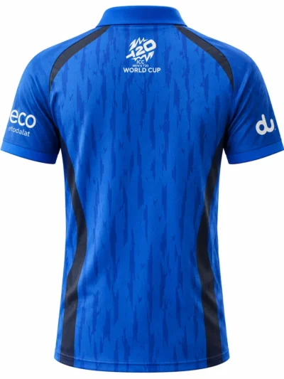 Afghanistan national cricket team blue polo jersey back view