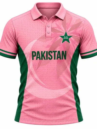 Pink Pakistan cricket team shirt collar jersey front view